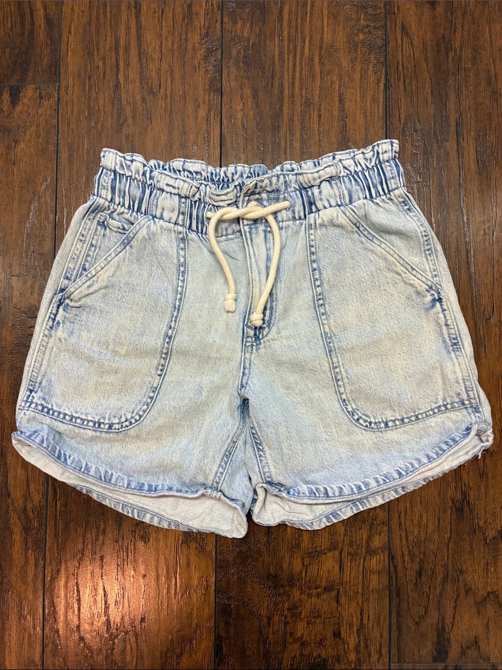 Maurices Light Blue Denim Jean Shorts with Drawstring Waist
